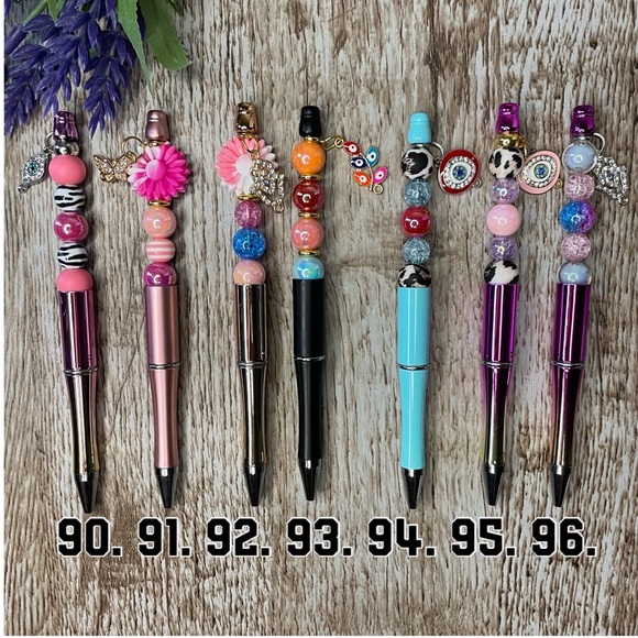 Writing Pen Evil Eye Flower Artisan Beaded Silicone m Custom Handcrafted Office - Picture 2 of 9